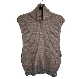 Kate Spade Saturday Wool Alpaca Brown Sleeveless Sweater Turtleneck Size Large